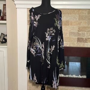 Free People asymmetrical floral dress. Size Large. Black and blue